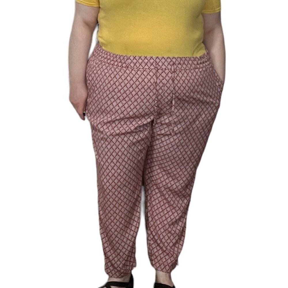 Old Navy Womens XXL Soft Rayon Red Printed Pants Vacation‎ Lightweight Summer